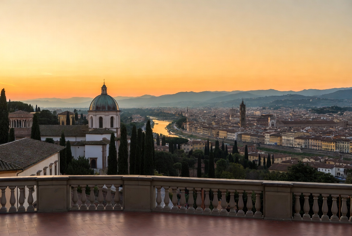 Winter panorama over Florence from San Miniato al Monte