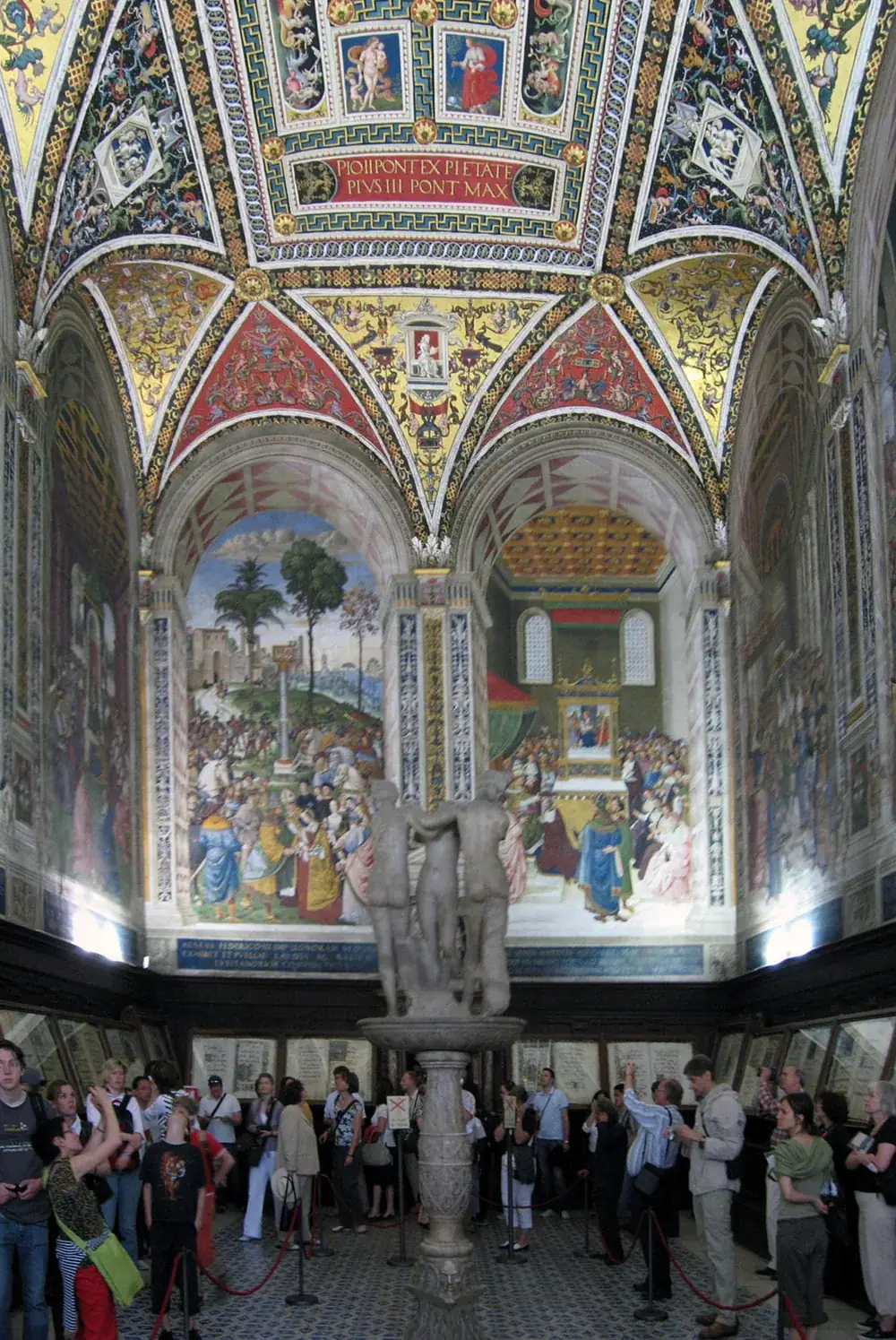 Frescoes and painted ceiling in the Piccolomini Library at Siena Cathedral
