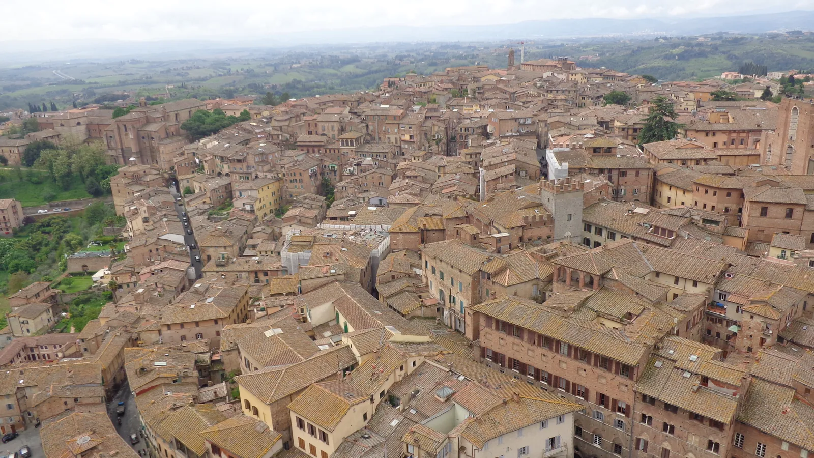 Terracotta rooftops across Siena’s historic centre