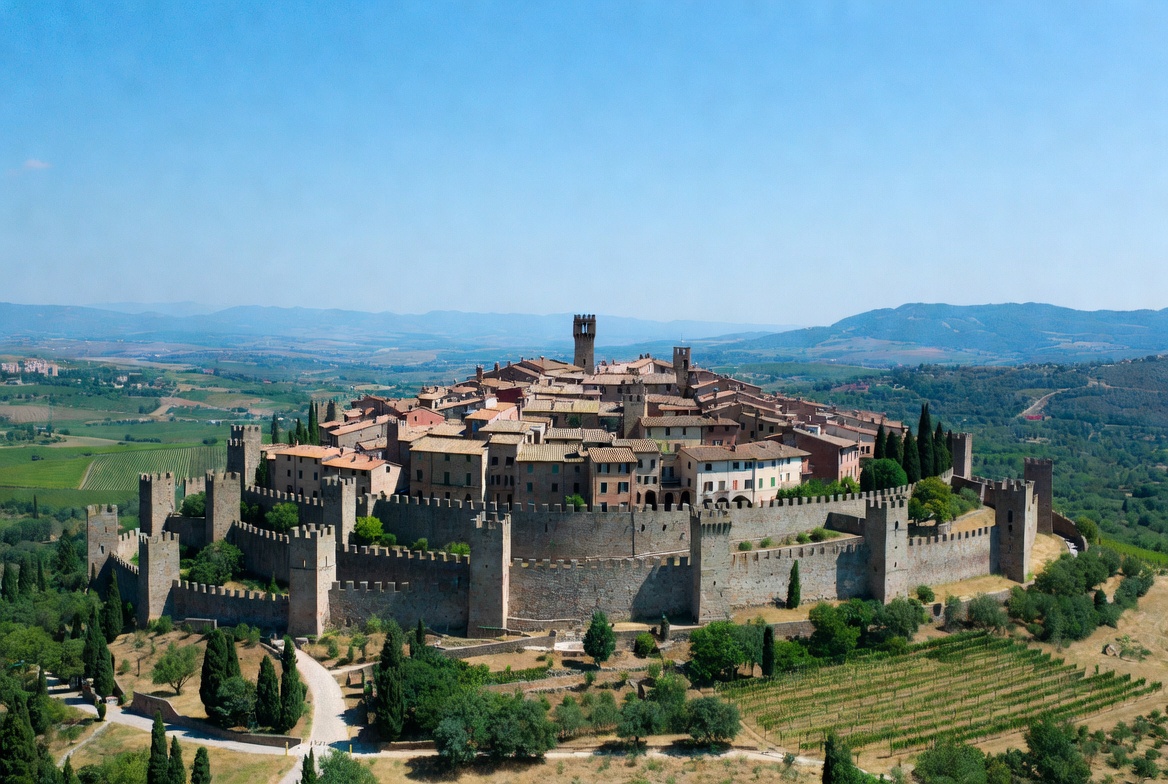 The perfectly preserved walls of Monteriggioni