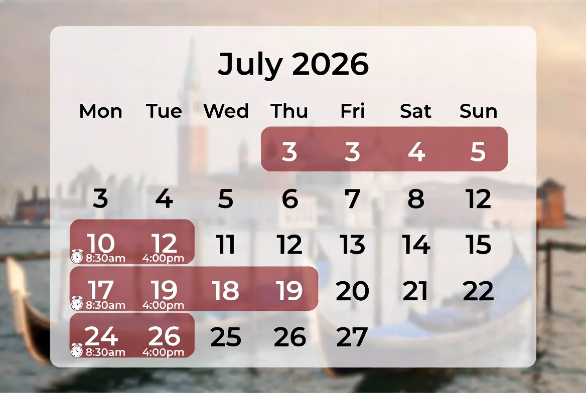 Venice July 2026 Access Fee Calendar